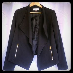 Calvin Klein black blazer gold zipper pockets